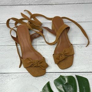 ABLE Suede Tie Sandals in Light Brown 7.5 S90